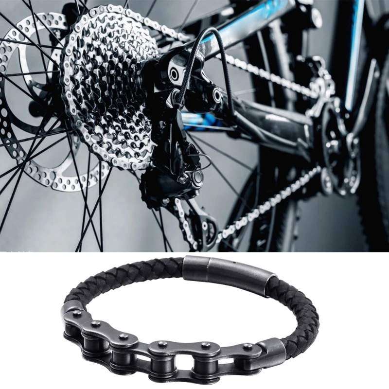 Black Mechanical Link Chain Bracelet Woven Leather Bracelet Punk Braided Leather Bracelet Men Punk Jewelry Bangle
Black Mechanical Link Chain Bracelet Woven Leather Bracelet Punk Braided Leather Bracelet Men Punk Jewelry Bangle