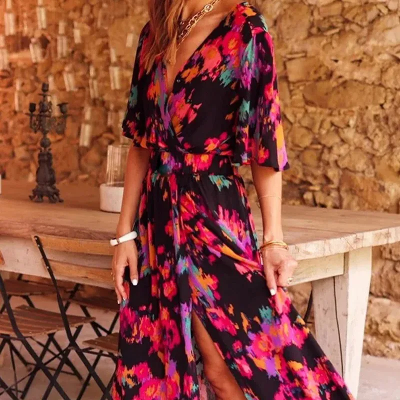 Summer Casual Short Sleeve V Neck High Waist Corset Slit Vacation Dress Outfits Women Elegant Fashion Bohemian Loose Dress
Summer Casual Short Sleeve V Neck High Waist Corset Slit Vacation Dress Outfits Women Elegant Fashion Bohemian Loose Dress