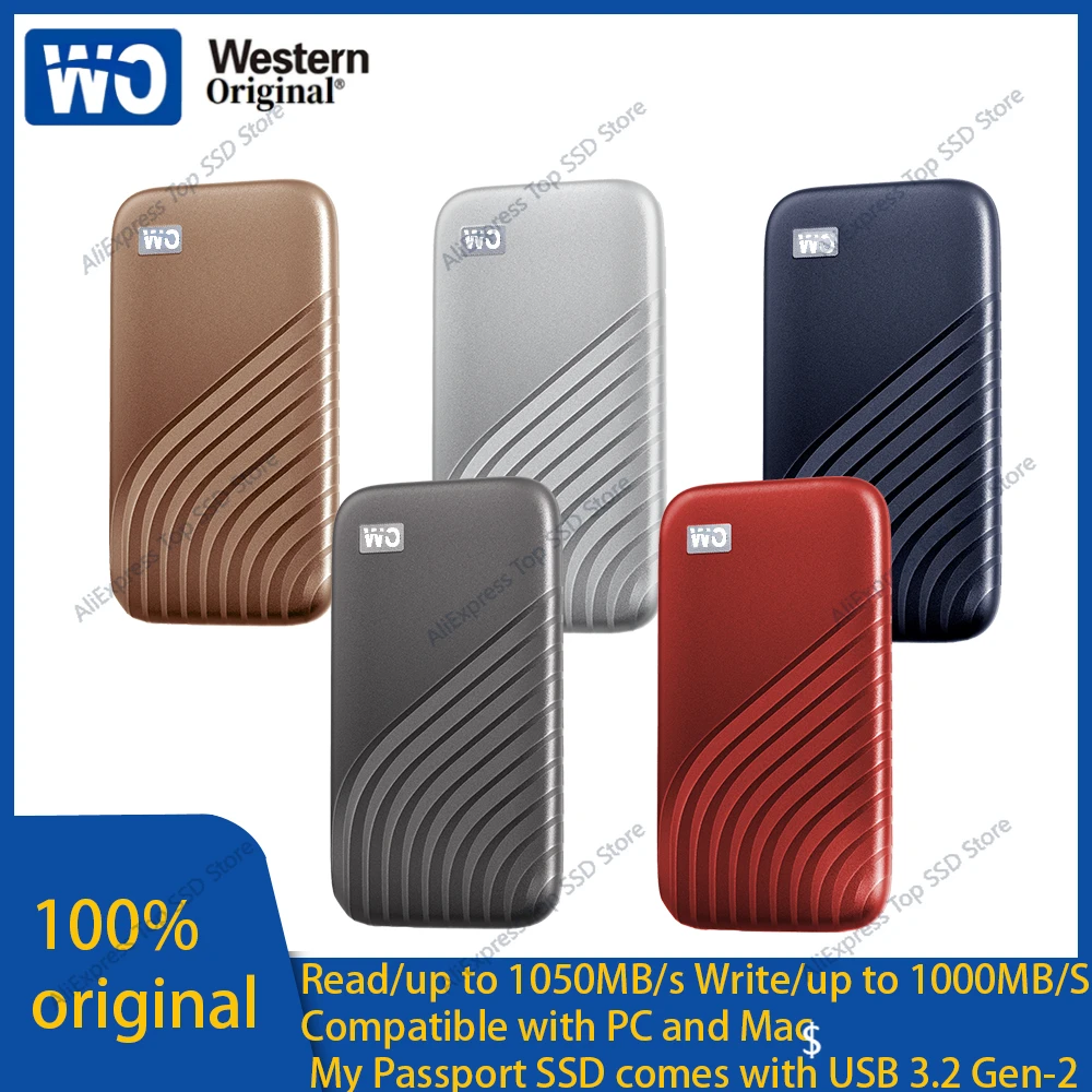 

Western Original WO My Passport SSD NVMe External Portable Solid State Drive 1TB 2TB Type-C USB3.2 Encrypted Mobile Hard Disk