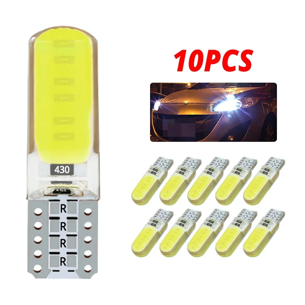 

10PCS Car LED Width Light T10 Silicone 12SMD Turn Signal COB W5W 12V Wedge Tail Box Reading Sign Modification Retrofitting