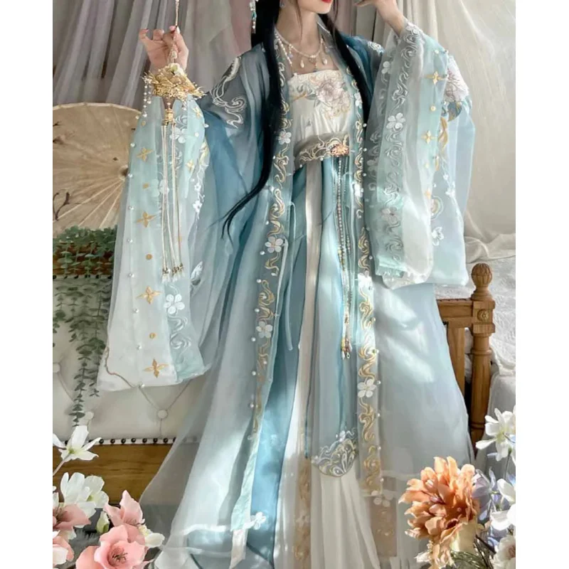 Hanfu Dress Women Gradient Blue High-grade Embroidery Traditional Chinese Vintage Hanfu Sets Female Carnival Cosplay Costume
Hanfu Dress Women Gradient Blue High-grade Embroidery Traditional Chinese Vintage Hanfu Sets Female Carnival Cosplay Costume