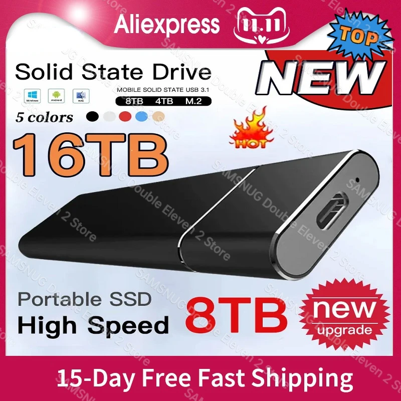 High-Speed Hard Disk Portable SSD 1TB 64TB Original Solid State External Drive Type-C/USB 3.0 Storage Device for Laptop/Desktop
High-Speed Hard Disk Portable SSD 1TB 64TB Original Solid State External Drive Type-C/USB 3.0 Storage Device for Laptop/Desktop
