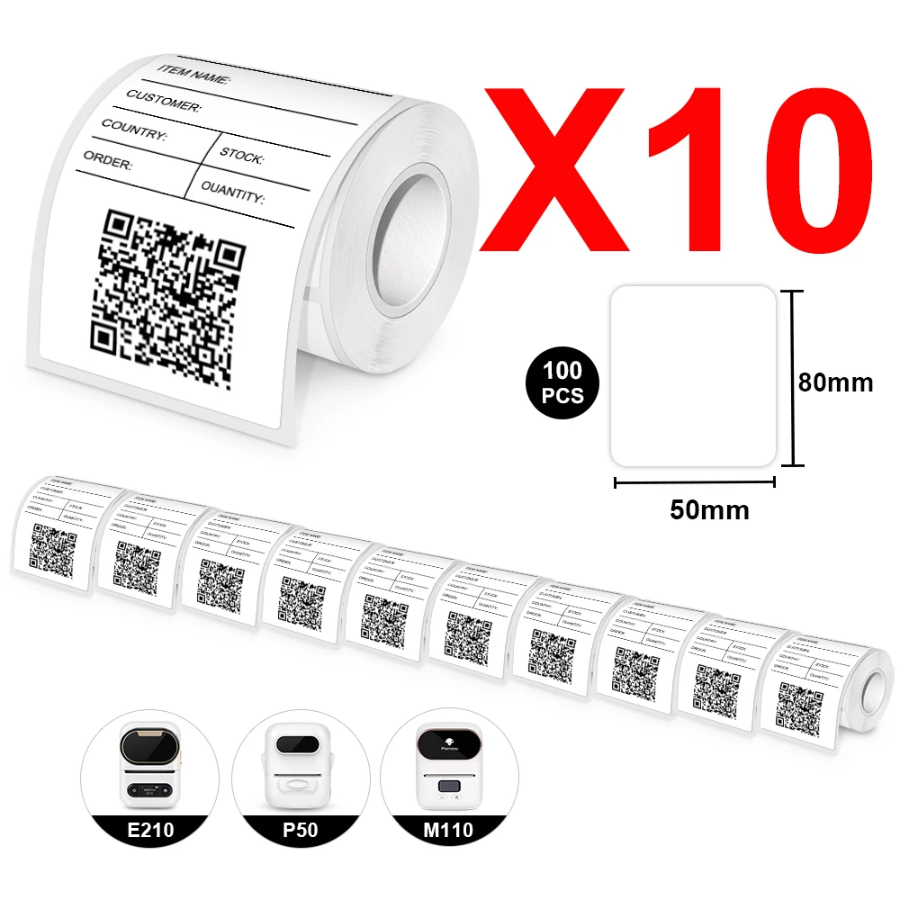 10PK Adhesive E210 P50 Thermal Label Paper Suitable for Phomemo M110 E210 P50 Thermal Label Printer DIY E210 Label Sticker Tape
10PK Adhesive E210 P50 Thermal Label Paper Suitable for Phomemo M110 E210 P50 Thermal Label Printer DIY E210 Label Sticker Tape