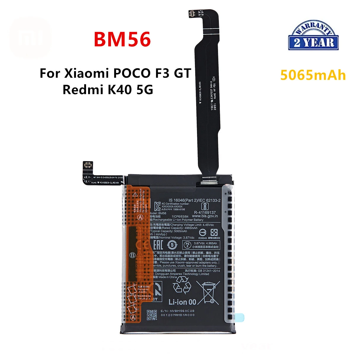 100% Orginal BM56 5065mAh Battery For Xiaomi POCO F3 GT /Redmi K40 5G BM56 Phone Replacement Batteries
100% Orginal BM56 5065mAh Battery For Xiaomi POCO F3 GT /Redmi K40 5G BM56 Phone Replacement Batteries