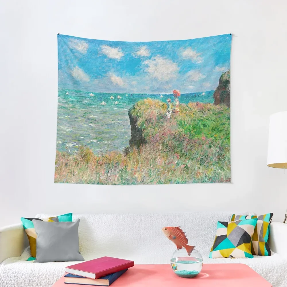 

1882-Claude Monet-Cliff Walk at Pourville-66 x 82 Tapestry Room Decorations Outdoor Decor Room Decoration Korean Style Tapestry