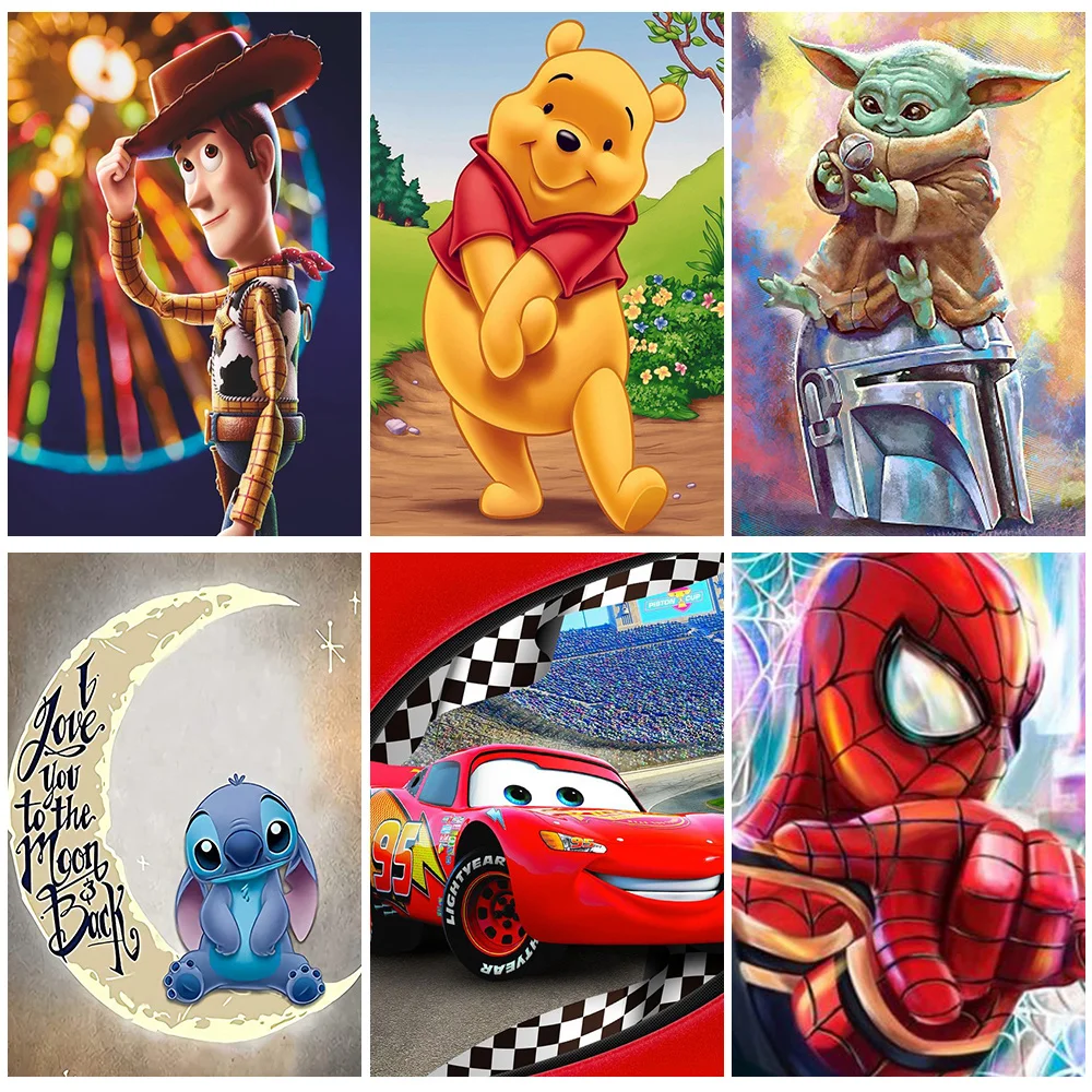 Disney DIY Round Drill 5D Diamond Painting Cross Stitch Kits Embroidery Cartoon Cars Winnie the Pooh Home Decor Gift | Дом и сад