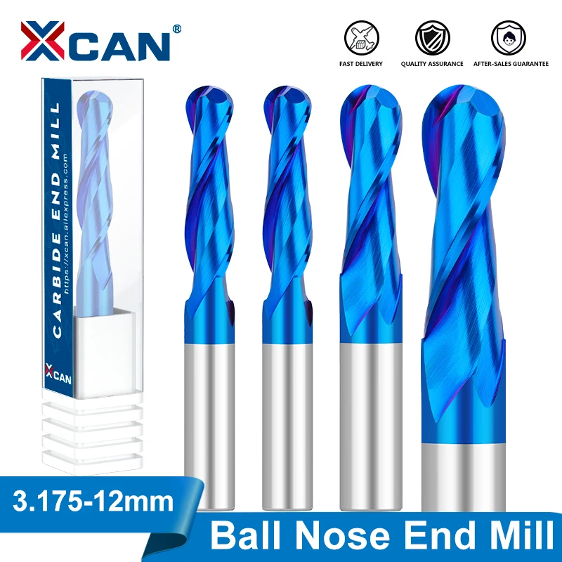 XCAN Ball Nose End Mill 3.175 4 6 8 10 12mm Shank Carbide Milling Cutter 2 Flute Nano Blue Coated CNC Router Bit For Woodworking
XCAN Ball Nose End Mill 3.175 4 6 8 10 12mm Shank Carbide Milling Cutter 2 Flute Nano Blue Coated CNC Router Bit For Woodworking