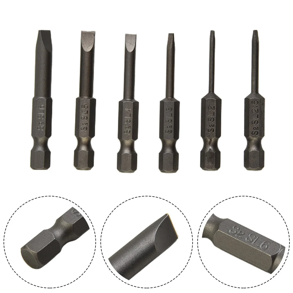 6pcs/set 50mm Flat Head Slotted Tip Magnetic Screwdrivers Bits 2.0-6.0mm Alloy Steel Screwdrivers Power Tool Parts Accessories
6pcs/set 50mm Flat Head Slotted Tip Magnetic Screwdrivers Bits 2.0-6.0mm Alloy Steel Screwdrivers Power Tool Parts Accessories