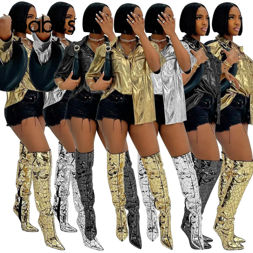 Sparkling Gold Silver Women Blouse Top New Fashion 2023 Summer Sexy Y2K Streetwear Office Lady T Shirt Luxury Lapel Neck Shirts
Sparkling Gold Silver Women Blouse Top New Fashion 2023 Summer Sexy Y2K Streetwear Office Lady T Shirt Luxury Lapel Neck Shirts