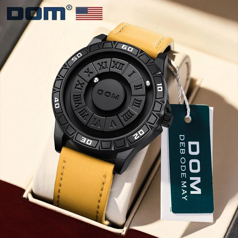 

DOM 1726 Quartz Watch Men Creative Fashion Personality Watches Black Rolling Pointer Magnetic Waterproof Watches Male Clock Gift