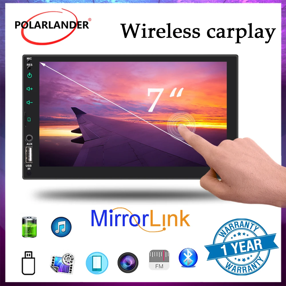 2 Din 7" Car MP5 Stereo Hands-free FM/EQ/USB/TF/AUX Bluetooth Capacitive Screen Player Wireless Carplay Android Auto MirrorLink
2 Din 7" Car MP5 Stereo Hands-free FM/EQ/USB/TF/AUX Bluetooth Capacitive Screen Player Wireless Carplay Android Auto MirrorLink