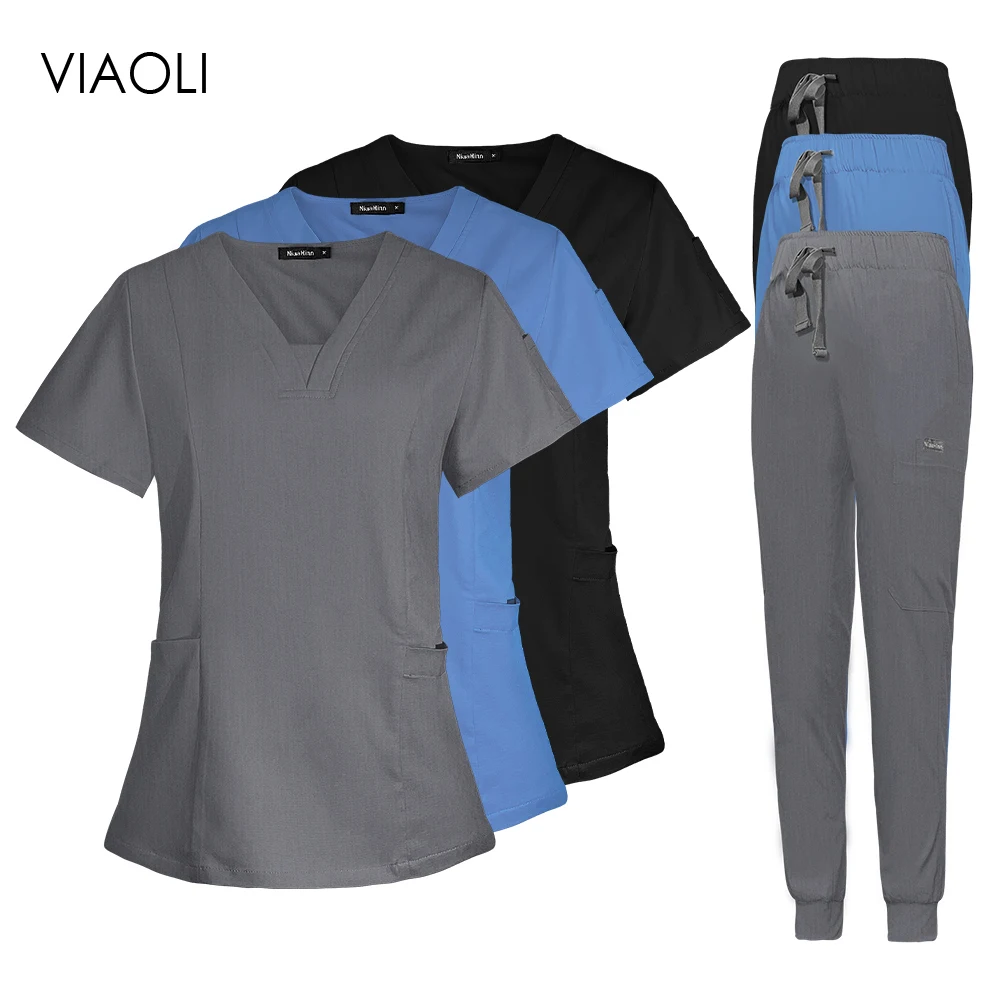 

Hospital Medical Uniform Doctor Scrubs Sets Nurse Accessories Surgical Uniform Women Dental Clinic Workwear Clothes Surgery Suit