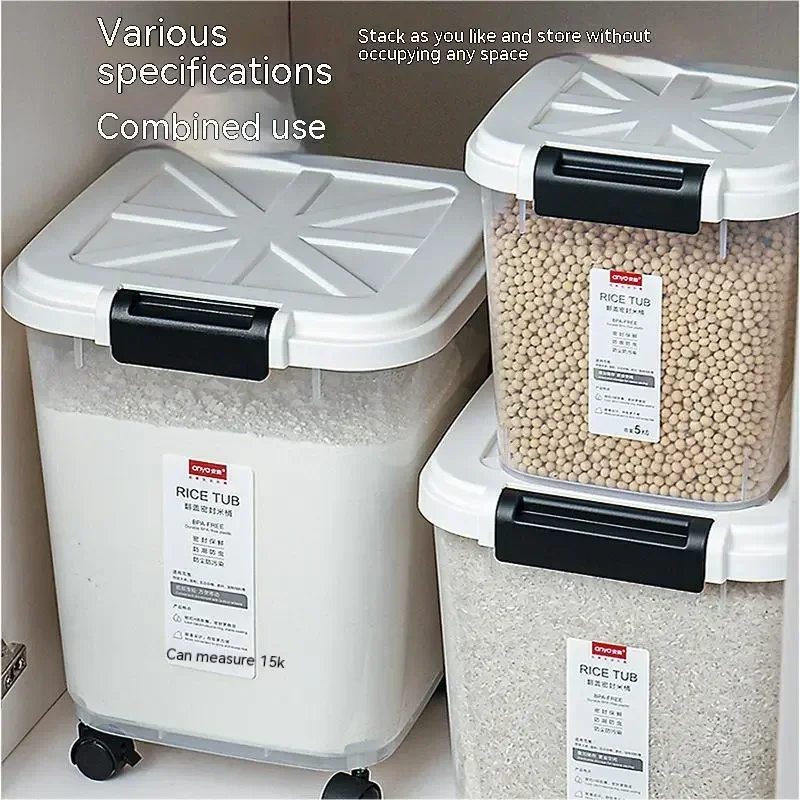 

Flip 50 Household Sealed Grain Cat Storage Kitchen Rice Food Flour Barrel 20 Pet Kg Tidal Box