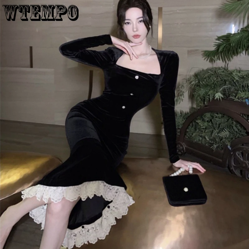 WTEMPO Vintage Bodycon Velvet Mermaid Party Midi Dresses Women Elegant Lace Sexy Evening Prom Vestidos Autumn Winter Clothes
WTEMPO Vintage Bodycon Velvet Mermaid Party Midi Dresses Women Elegant Lace Sexy Evening Prom Vestidos Autumn Winter Clothes