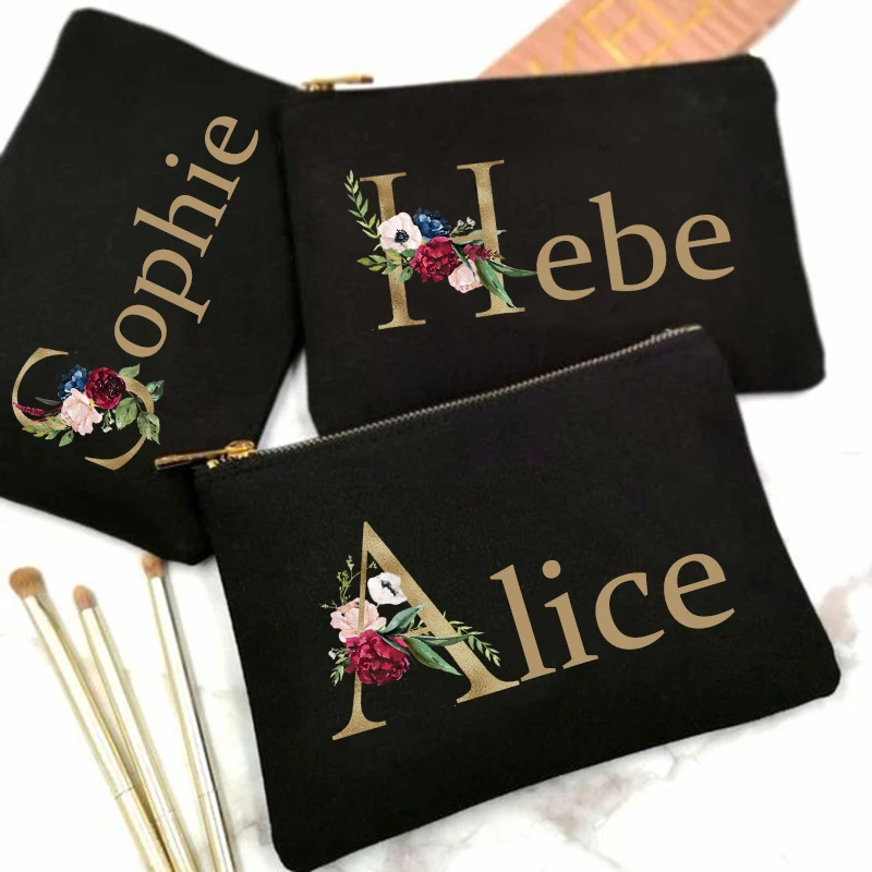 

Personalized Makeup Bag Bridesmaid Cosmetic Bags Pouch Gift for Her Custom Name Initial Make-up Toiletry Bag Bridesmaid Proposal
