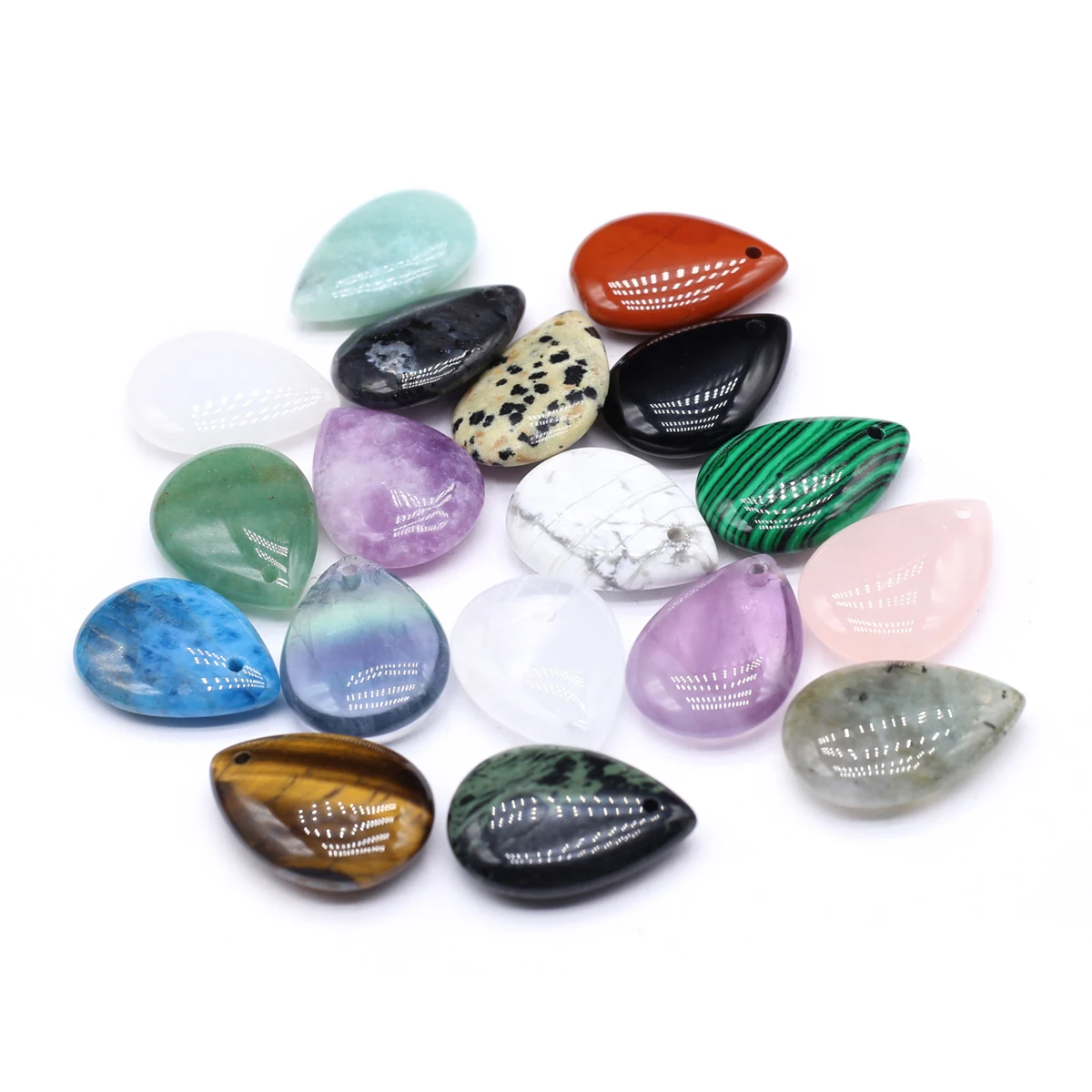 

10 Pcs Water Drop Shape Polished Random Healing Crystal Stone Pendants Agate Charms for Making Jewelry Necklace Gift