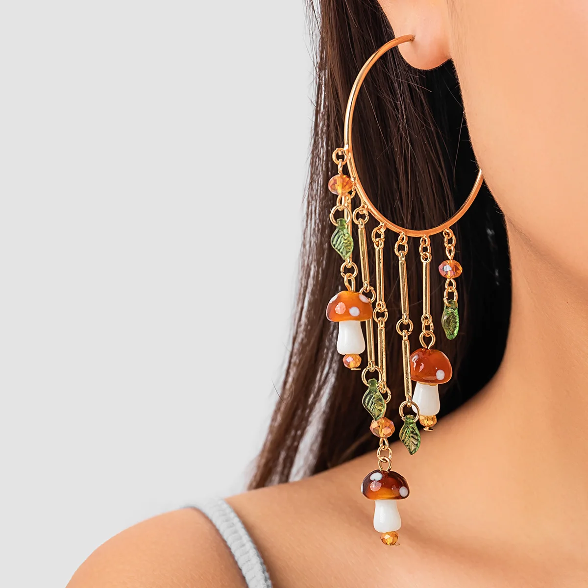 Large Hoop Earrings For Women 2023 Fashion Gold Color New Crystal Mushroom Leaf Tassel Earring Trendy Party Jewelry Accessories
Large Hoop Earrings For Women 2023 Fashion Gold Color New Crystal Mushroom Leaf Tassel Earring Trendy Party Jewelry Accessories
