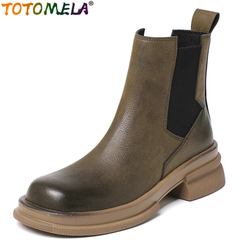 TOTOMELA 2023 New Retro Zipper Ankle Boots Winter Genuine Leather Women Boots Platform Thick Med Heels Dress Shoes
TOTOMELA 2023 New Retro Zipper Ankle Boots Winter Genuine Leather Women Boots Platform Thick Med Heels Dress Shoes