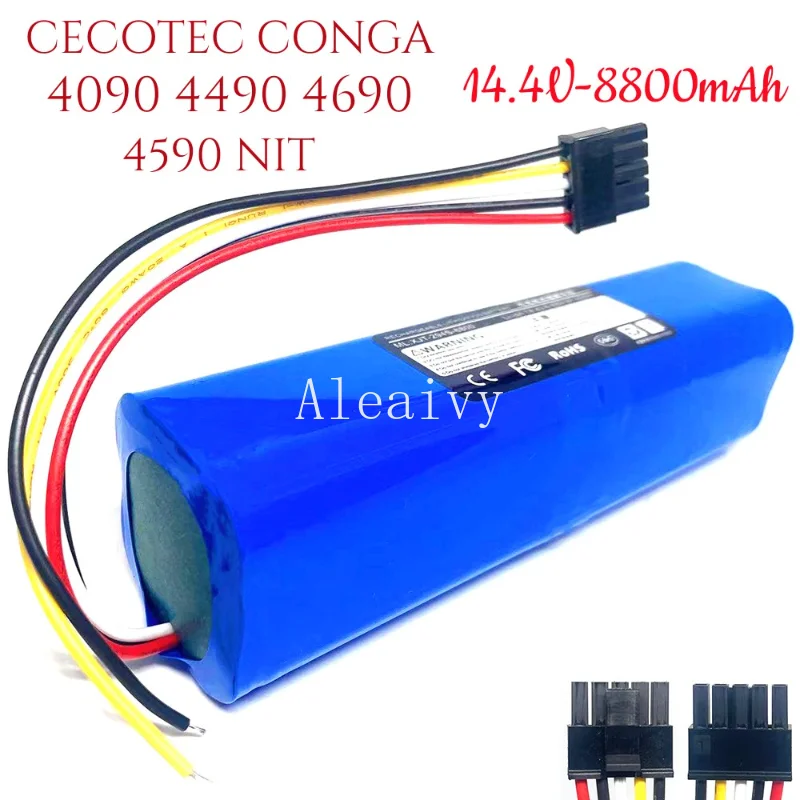 Aleaivy 14.4V 4S2P 18650 lithium-ion battery for CECOTEC CONGA 5090 6090 robot vacuum cleaner battery 6500mAh/6800mAh
Aleaivy 14.4V 4S2P 18650 lithium-ion battery for CECOTEC CONGA 5090 6090 robot vacuum cleaner battery 6500mAh/6800mAh