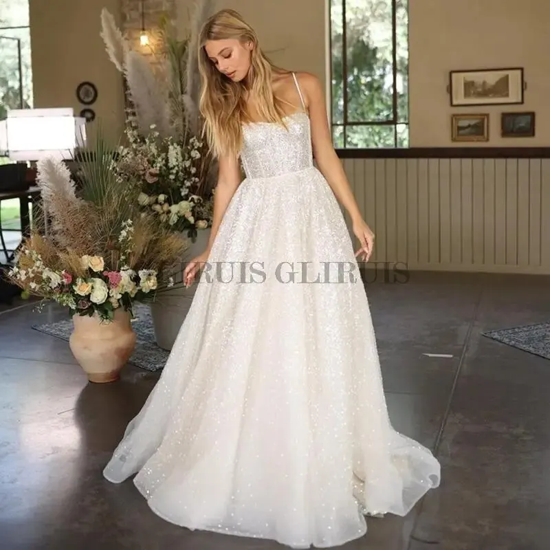 de Noiva Shiny Beach Wedding Dresses Custom Made Boho Bride Dress Spaghetti Straps Summer Wedding Gowns Princess
de Noiva Shiny Beach Wedding Dresses Custom Made Boho Bride Dress Spaghetti Straps Summer Wedding Gowns Princess