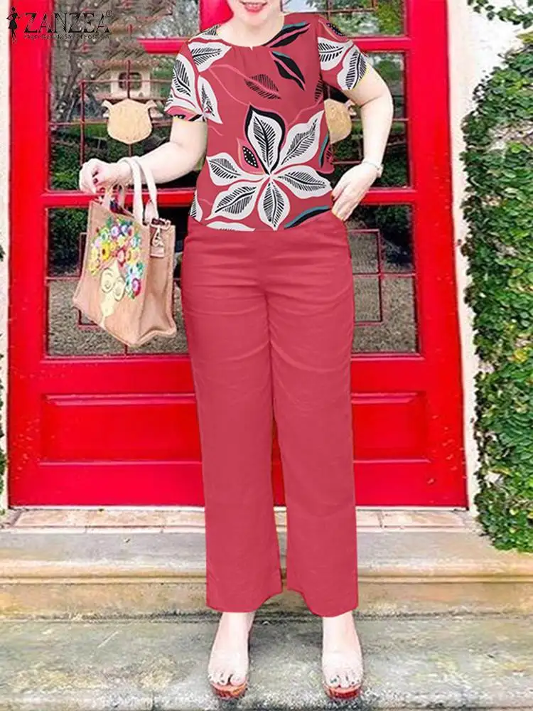 Костюм ZANZEA женский летний из 2 предметов, модная блузка с коротким рукавом и брюки с принтом, комплект офисных брюк, богемный спортивный костюм, 2024
Костюм ZANZEA женский летний из 2 предметов, модная блузка с коротким рукавом и брюки с принтом, комплект офисных брюк, богемный спортивный костюм, 2024