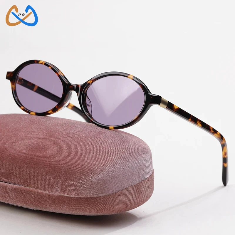 

장원영 Women Oval Frame Glasses Acetate Luxury Brand Design Personalized Sunglasses Outdoor UV400 Can be Paired with Myopia Eyewear