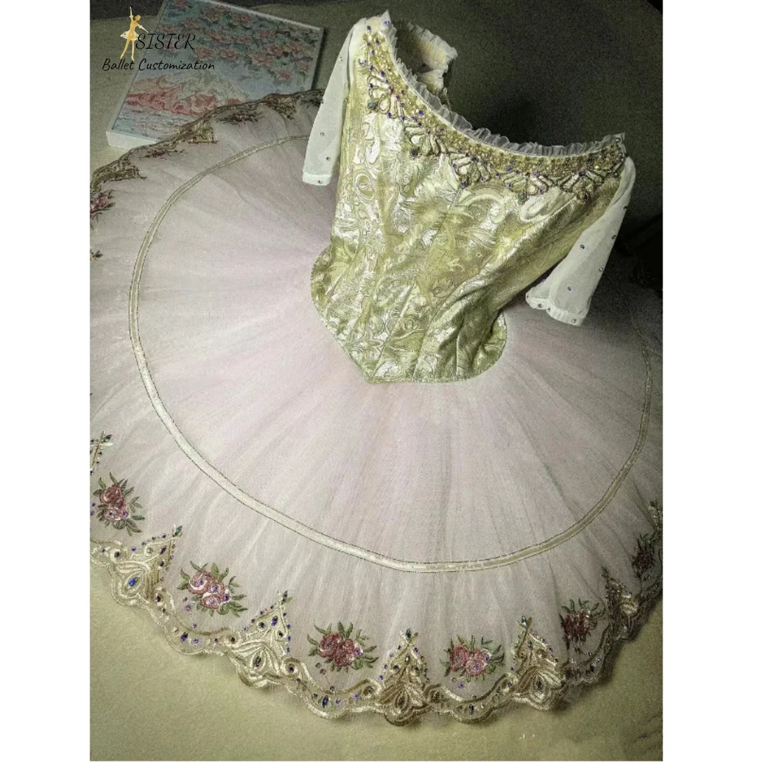 

New color Paquita solo variations Ballet TUTU dress Children adult beige private custom competition pompadour dress costume