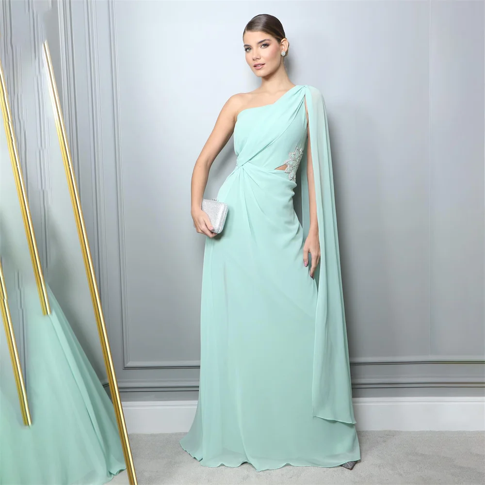 Beach Chiffion Special Occasion Dresses One Shoulder Formal Gown Long Appliques Pleat Evening Dresses Custom vestidos de fiesta
Beach Chiffion Special Occasion Dresses One Shoulder Formal Gown Long Appliques Pleat Evening Dresses Custom vestidos de fiesta