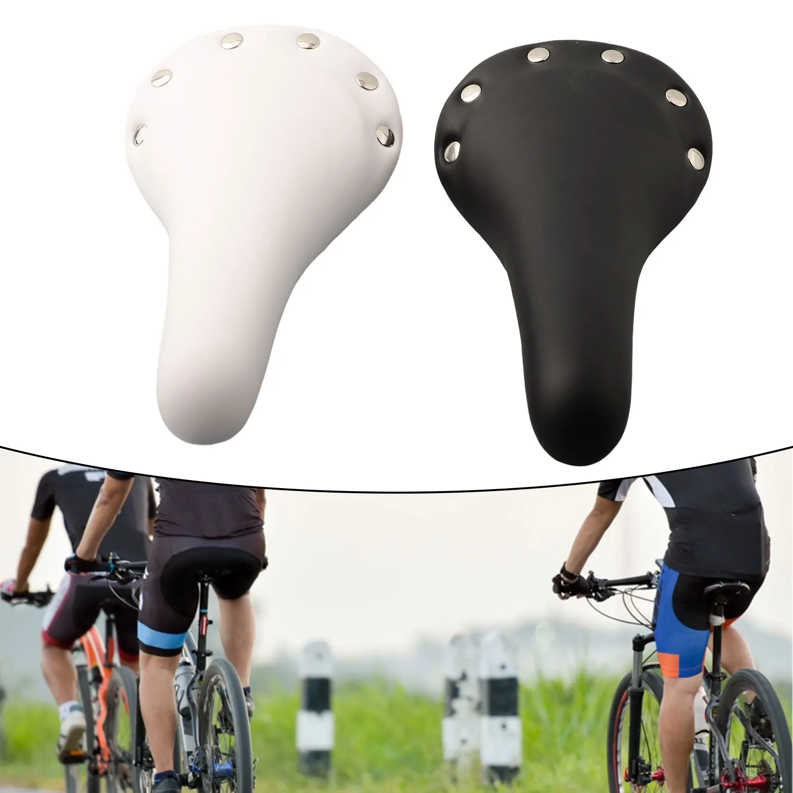 Rivet PU Leather Bike Saddle Comfortable 8mm Foam Padding Stylish Design 28cm Length Track Fixed Geared Bike Accessories
Rivet PU Leather Bike Saddle Comfortable 8mm Foam Padding Stylish Design 28cm Length Track Fixed Geared Bike Accessories