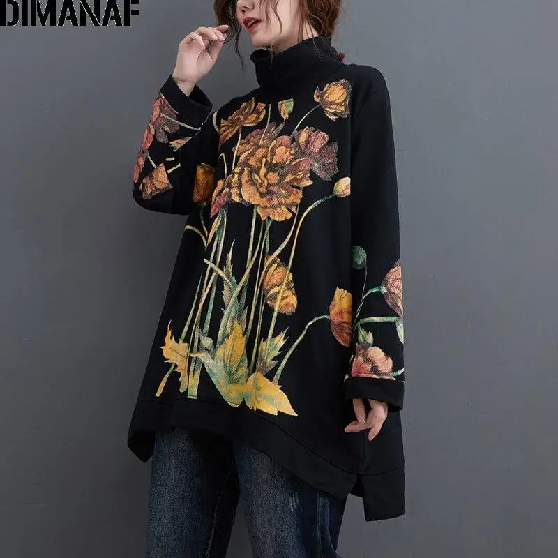 Dimanaf 2024 Oversize Women Hoodies Sweatshirts Pullover Lady Tops Floral Print Turtleneck Autumn Winter Cotton Thick Loose
Dimanaf 2024 Oversize Women Hoodies Sweatshirts Pullover Lady Tops Floral Print Turtleneck Autumn Winter Cotton Thick Loose