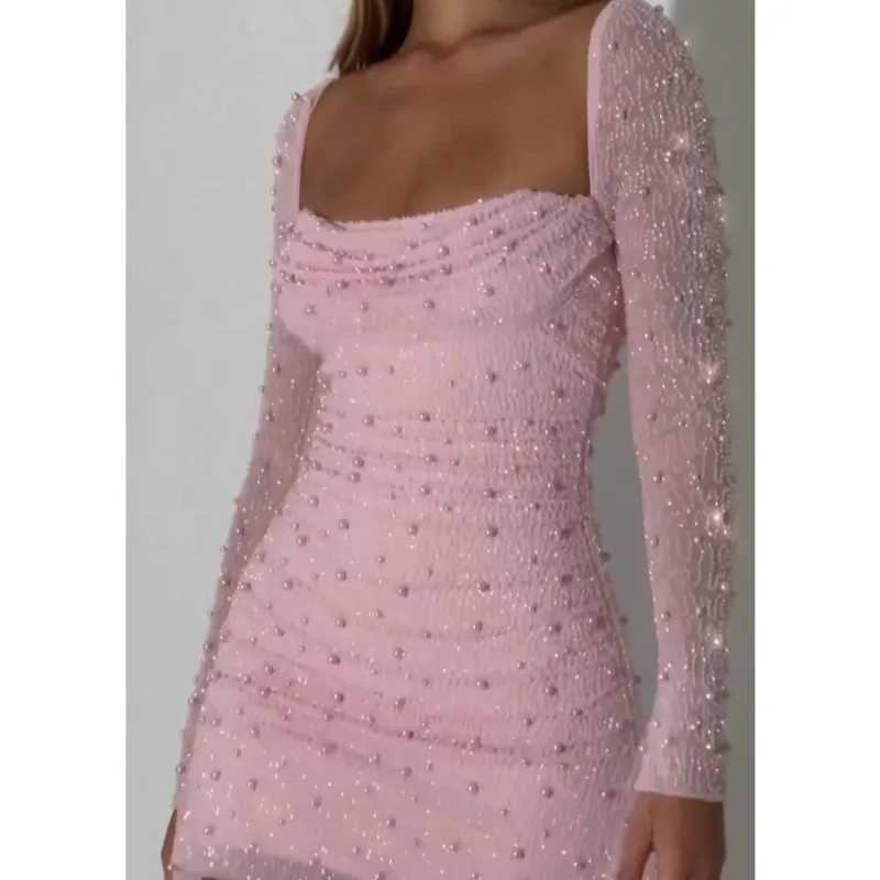 Women's Sexy Studded Beaded Design Slim Wrap Hip Dress Temperament Commuting Female Fashion High Waist Mini Party Dresses
Women's Sexy Studded Beaded Design Slim Wrap Hip Dress Temperament Commuting Female Fashion High Waist Mini Party Dresses