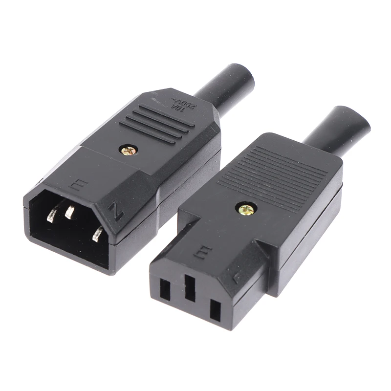 

AC 3Pin Socket Straight Cable Plug Connector C13 C14 10A 250V Female Male Plug Black Rewireable Electrical 3 Pin Power Connector