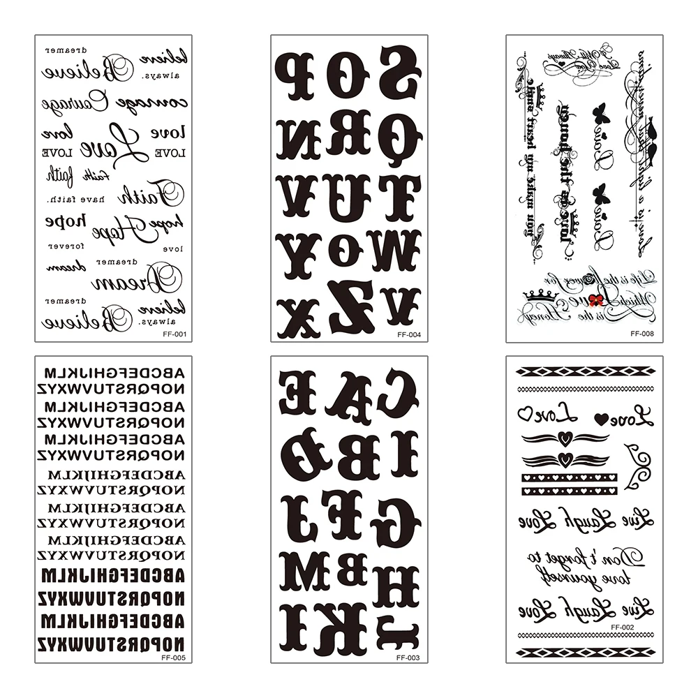 Wholesale 30 Pieces/Lot Waterproof Temporary Fake Tattoos Sticker English Alphabet Flower Bird Beauty Body Art for Man Women Arm
Wholesale 30 Pieces/Lot Waterproof Temporary Fake Tattoos Sticker English Alphabet Flower Bird Beauty Body Art for Man Women Arm