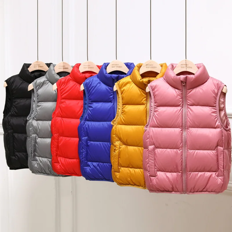 

2-14 Years Kids Duck Down Waistcoats 2023 New Autumn Winter Boys Girls Sleeveless Puffer Jackets Children Vest Coat Warm Liner