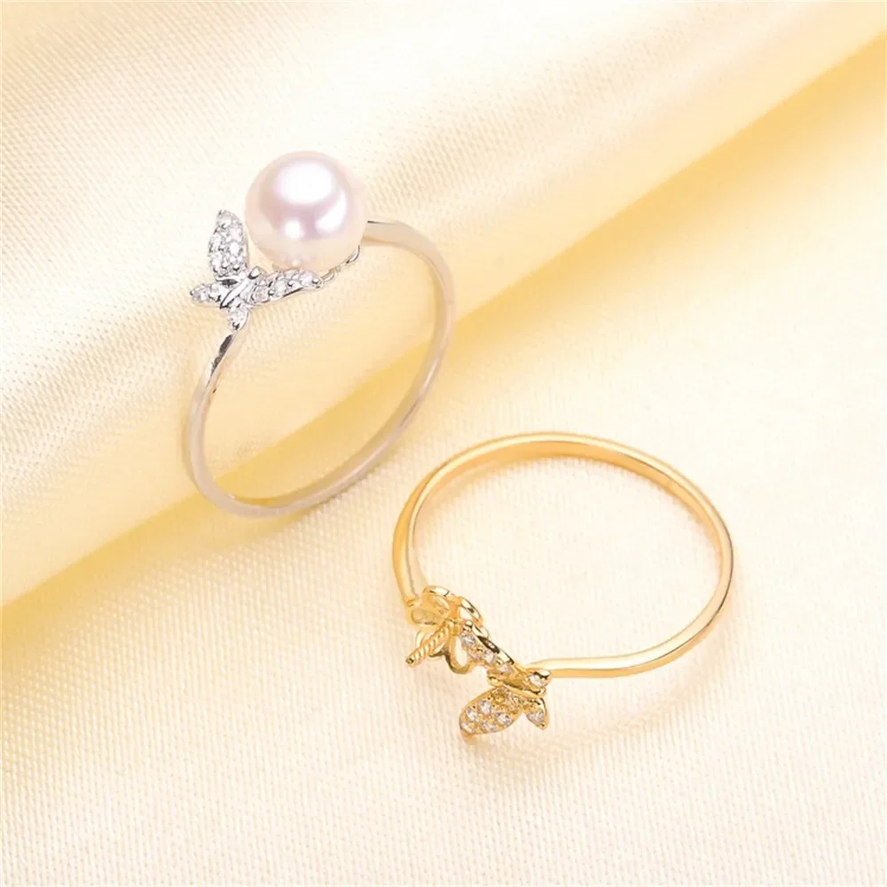 DIY Pearl Ring Accessories S925 Silver Adjustable Pearl Jade Ring Set Butterfly Style Fit 5-7mm Round Flat Beads Z127
DIY Pearl Ring Accessories S925 Silver Adjustable Pearl Jade Ring Set Butterfly Style Fit 5-7mm Round Flat Beads Z127