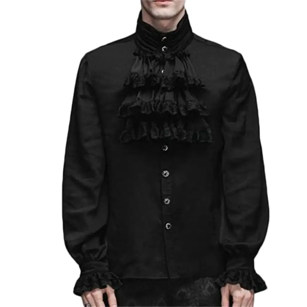

Костюм вампира для косплея в средневековом стиле, жакет в стиле стимпанк, пиджак в викторианском стиле, призрак, готический Блейзер, костюмы с воротником-стойкой, Тренч, мужская рубашка