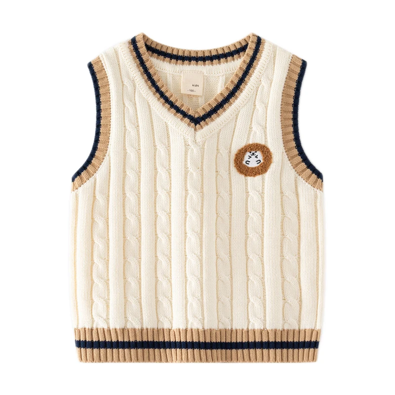 

Little Boys Sweater Vest Kids Autumn Winter Clothes Knitted V Neck Sleeveless Pullover School Casual Waistcoat 2-7Y