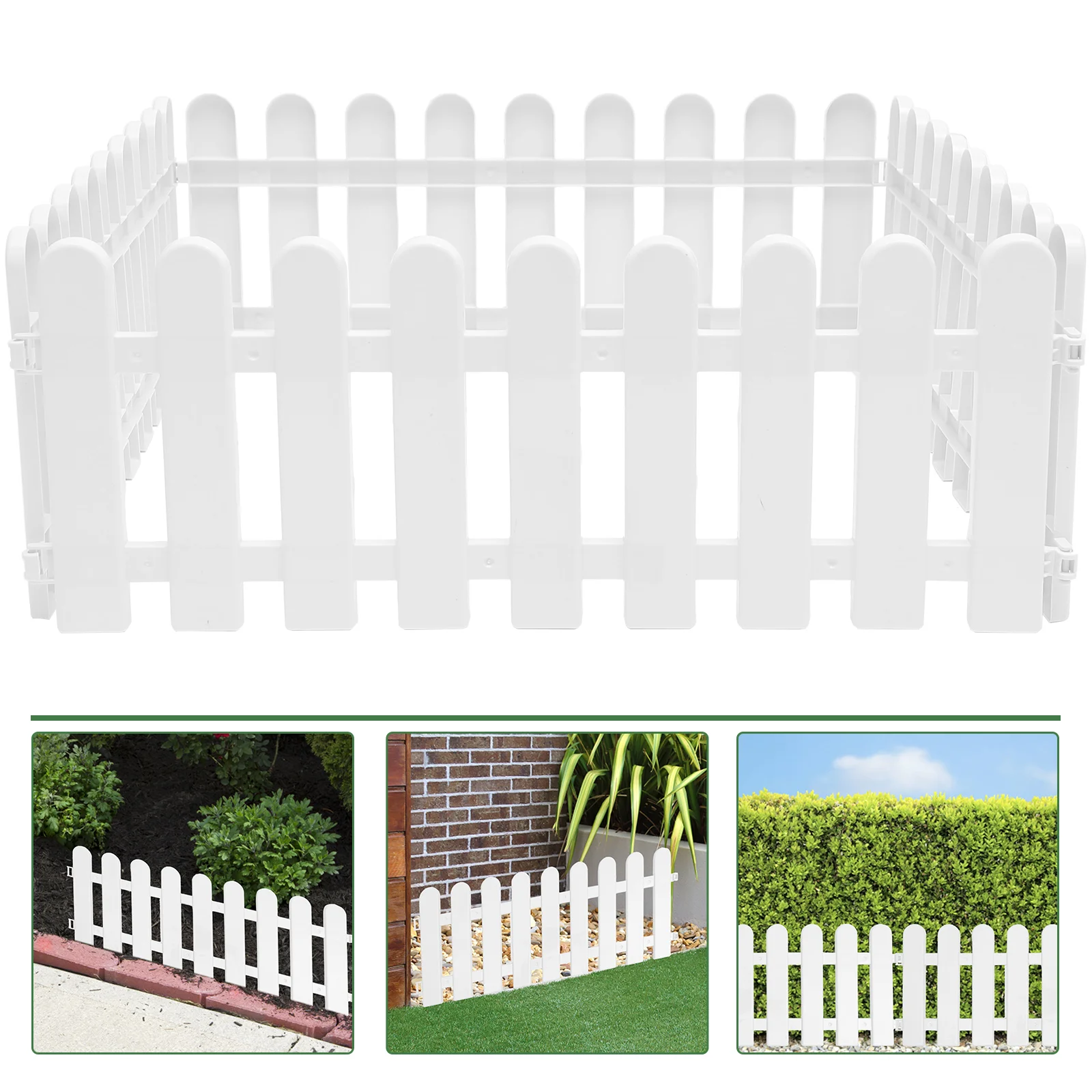 

4Pcs Plastic Garden Lawn Fence Landscape Fencing Ornamental Garden Border Panel