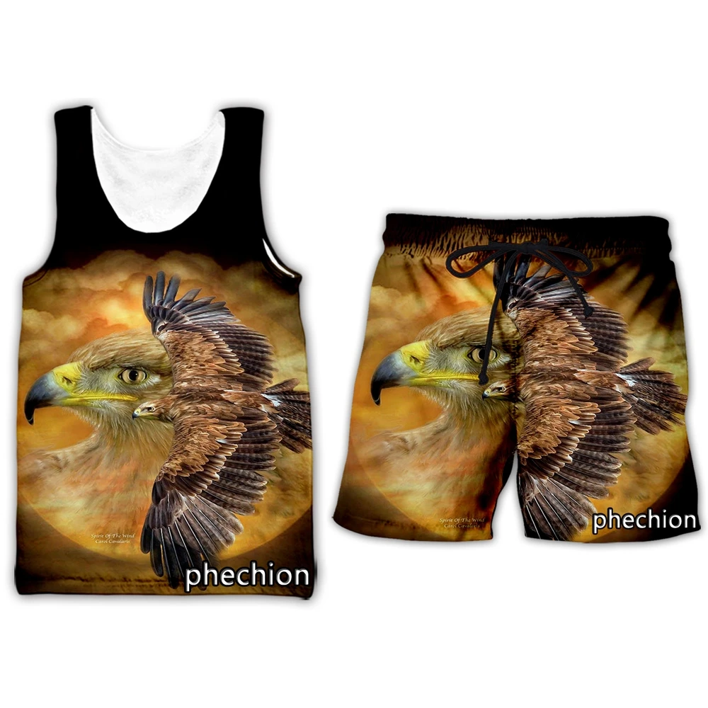 

phechion New Men/Women Soaring Eagle Art 3D Printed Clothing Summer Fashion Streetwear Vest Men Loose Sporting Shorts T03