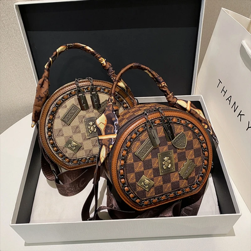 Дизайнерская роскошная сумка для женщин, универсальная сумочка-мессенджер на плечо, индивидуальный Модный маленький круглый саквояж с надписью 
Дизайнерская роскошная сумка для женщин, универсальная сумочка-мессенджер на плечо, индивидуальный Модный маленький круглый саквояж с надписью