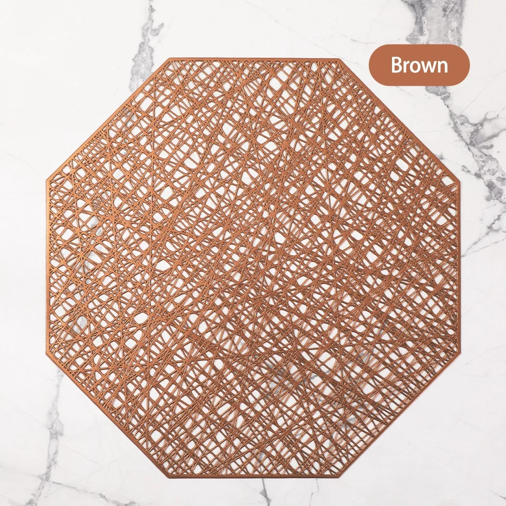 YIDIAN Fashion Design Hollow Octagonal Brown Placemat Home Decorative Place Mat Vinyl Heat Insulation Easy to Wash Table Mat 
YIDIAN Fashion Design Hollow Octagonal Brown Placemat Home Decorative Place Mat Vinyl Heat Insulation Easy to Wash Table Mat