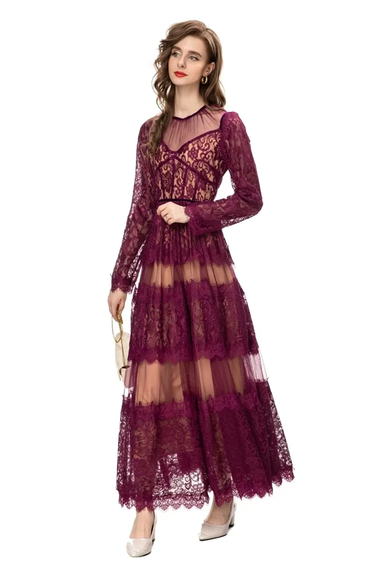 Elegant Long Dress Summer Spring New Fashion Design Women Runway High Street Vintage Lace Mesh A-Line Party Translucent
Elegant Long Dress Summer Spring New Fashion Design Women Runway High Street Vintage Lace Mesh A-Line Party Translucent