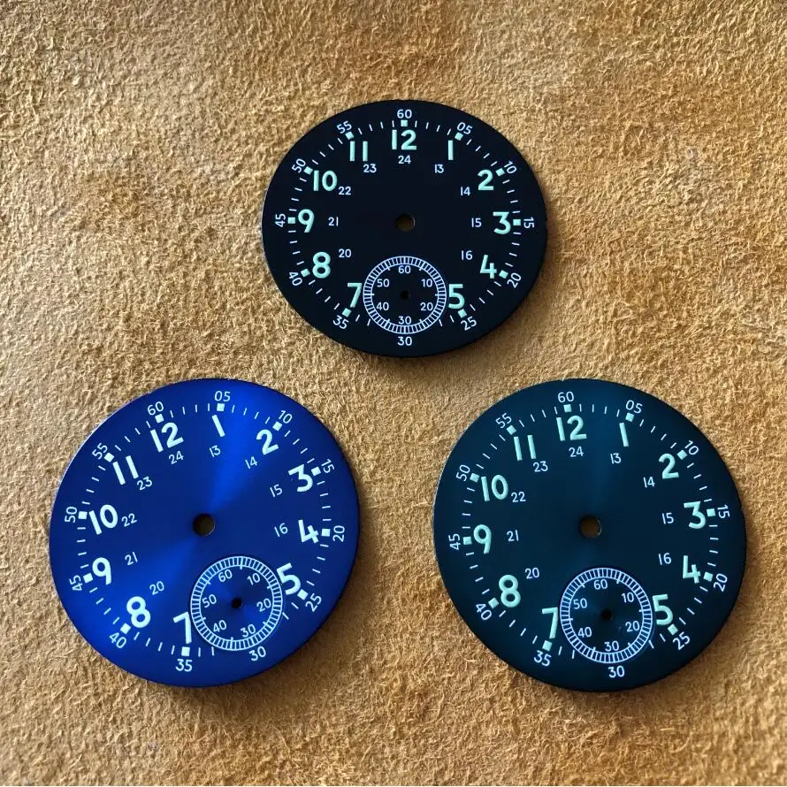 

Customized New 37mm Fashion Sterile Black/ Blue/Green Luminous Dial Fit EAT6498/ST3621 Movement For Men's Watch Repair Parts