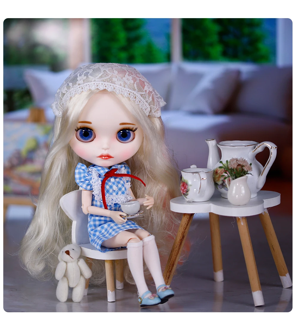 Neo Blythe Doll with Multi-Color Hair, White Skin, Matte Cute Face & Custom Jointed Body 4 Neo Blythe Doll with Multi-Color Hair, White Skin, Matte Cute Face & Custom Jointed Body 4