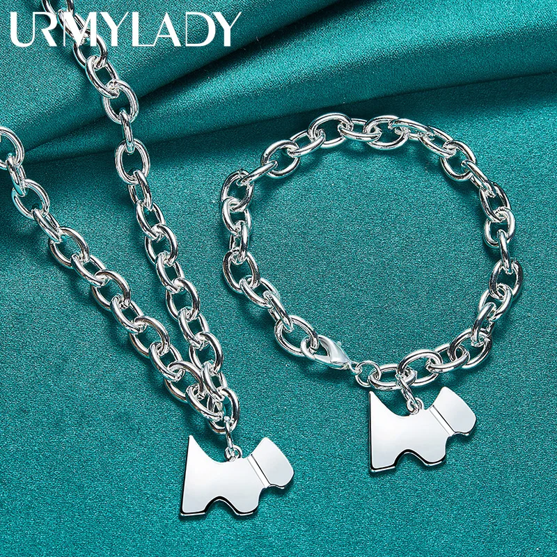 URMYLADY 925 Sterling Silver Lucky DOG Bracelet Necklace Jewelry Set For Women Fashion Charm Lobster Clasps Wedding Party
URMYLADY 925 Sterling Silver Lucky DOG Bracelet Necklace Jewelry Set For Women Fashion Charm Lobster Clasps Wedding Party