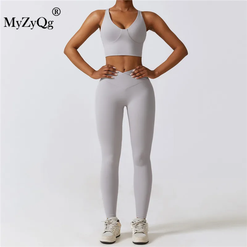 

MyZyQg Women Two-piece Yoga Set Tight Beauty Back Quick Dry Running Underwear Fitness Gym Pilate Vest Legging Suit Sportswear