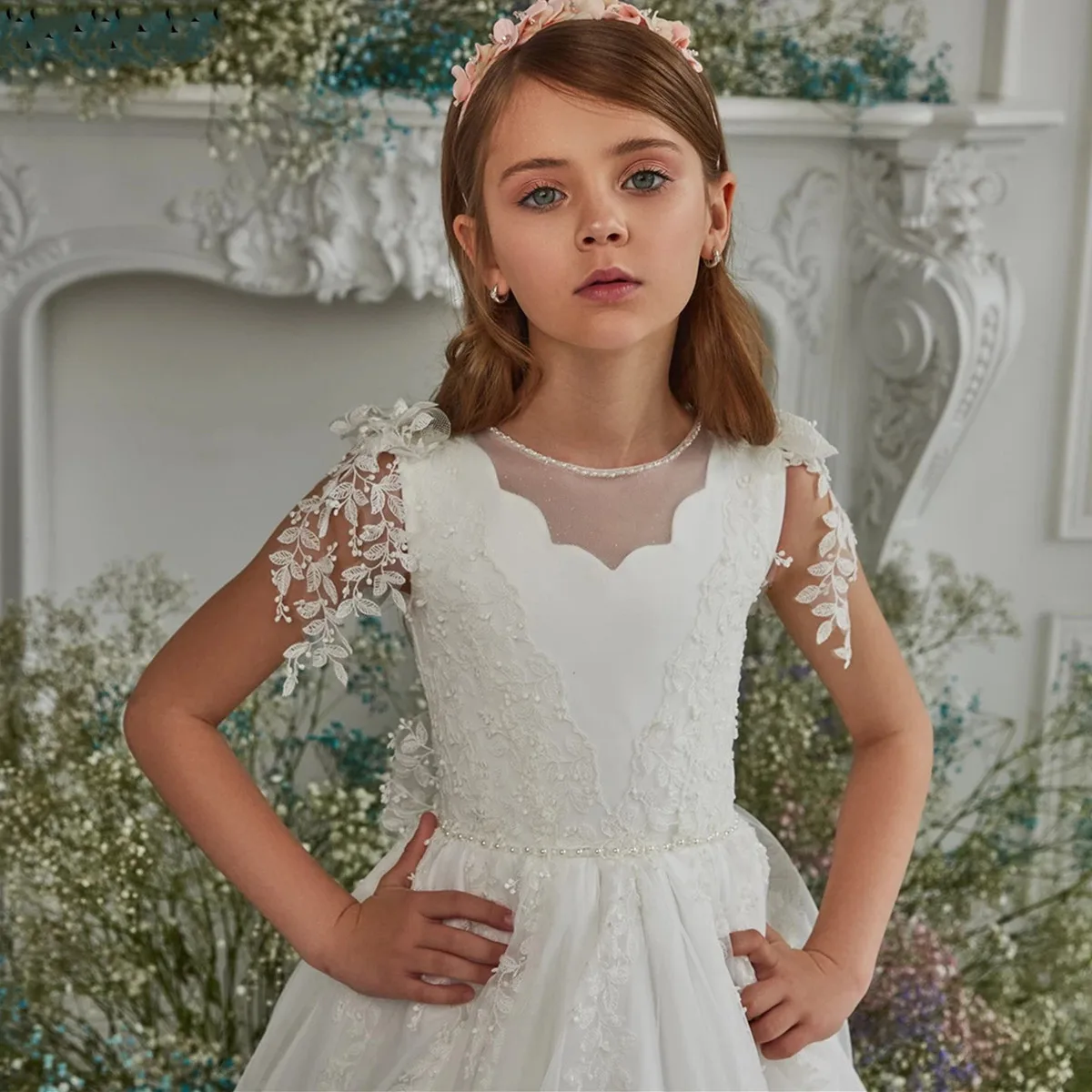 A+A+Lace Flower Girl Dresses Beaded Long Short Sleeve Little Kids Birthday Party Dresses A Line First Communion Dress
A+A+Lace Flower Girl Dresses Beaded Long Short Sleeve Little Kids Birthday Party Dresses A Line First Communion Dress