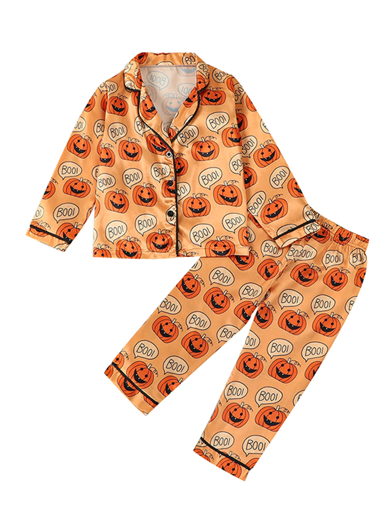 Unisex Halloween Pajamas Set with Spooky Ghost Print Long Sleeve Button-Down Tops and Pants Kids Boys Girls Toddler 2-Piece
Unisex Halloween Pajamas Set with Spooky Ghost Print Long Sleeve Button-Down Tops and Pants Kids Boys Girls Toddler 2-Piece