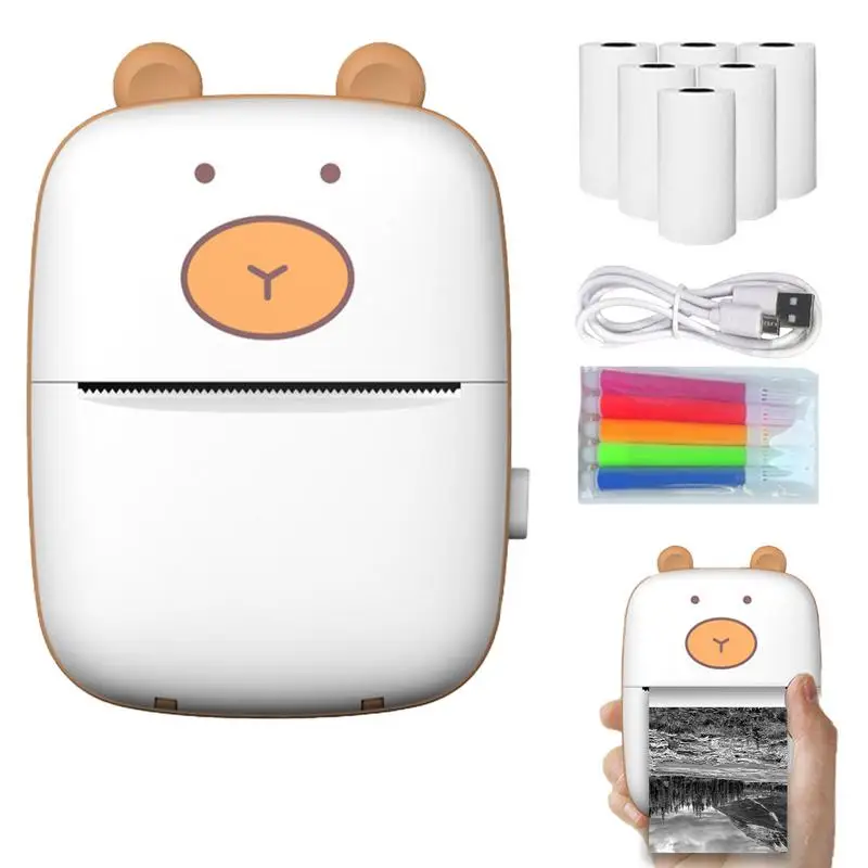 Mini Portable Printer Cartoon Pocket Thermal Printer With 6 Rolls Printing Paper Inkless Printer For Label Receipt Photo Notes
Mini Portable Printer Cartoon Pocket Thermal Printer With 6 Rolls Printing Paper Inkless Printer For Label Receipt Photo Notes