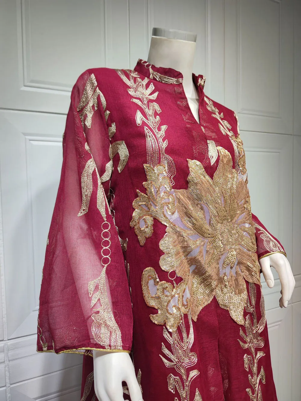 Maxi Dress Golden Sequins Embroidery Green White Abaya Woman Muslim Female Jalabiya Arabic Elegant Clothing Long Sleeves 236 Mallzona S611da63f50e043e2b7c28e9382138bd9N Maxi Dress Golden Sequins Embroidery Green White Abaya Woman Muslim Female Jalabiya Arabic Elegant Clothing Long Sleeves Mallzona